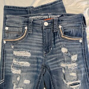 American Fighter Women's High Rise Distressed Denim Jeans